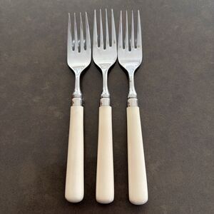 Set Of 3 Stanley Roberts Spectrum Ivory Stainless SALAD FORKS 6 3/4"